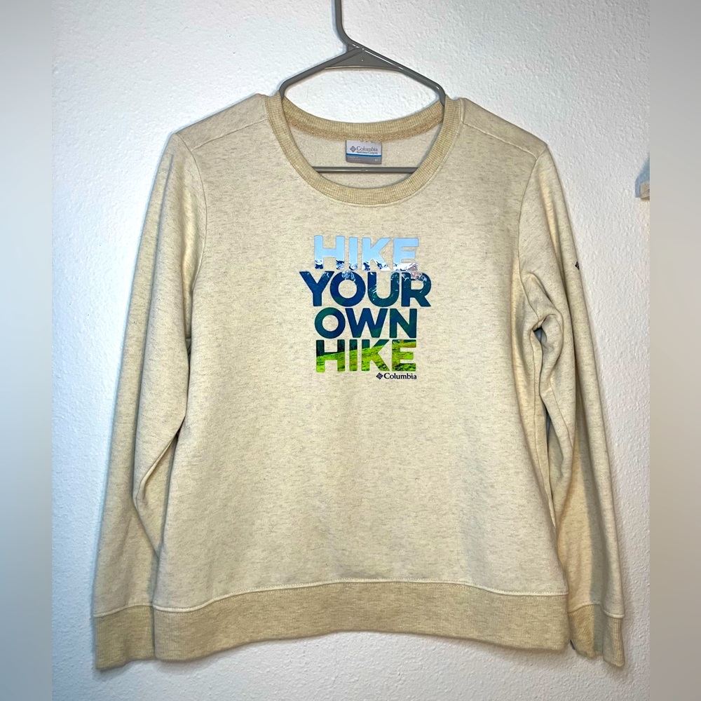 Columbia women's sweatshirt hike your own hike tan‎ top crew neck
